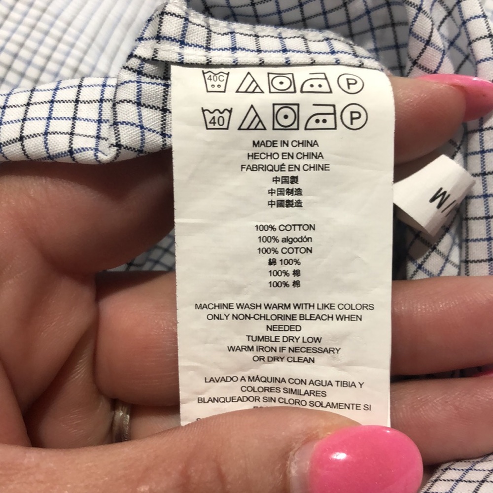 Michael Kors blue plaid dress shirt size medium - Picture 11 of 11